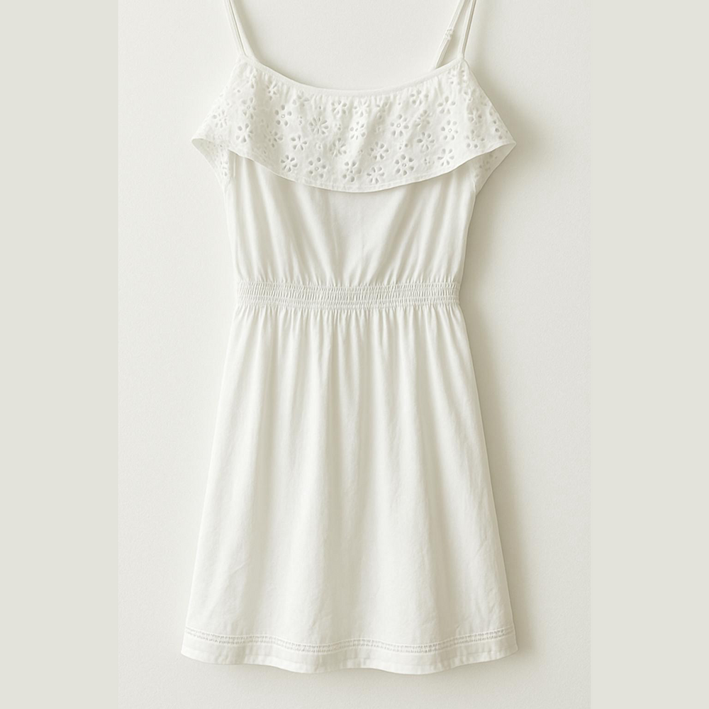 Velvet White Midi Dress with Classic Satin Finish